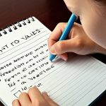 **

A person thoughtfully writing a list of values (honesty, family, education, freedom, creativity) on a notepad, with a serene and focused expression. Focus on the concept of self-reflection and identifying personal values.

**