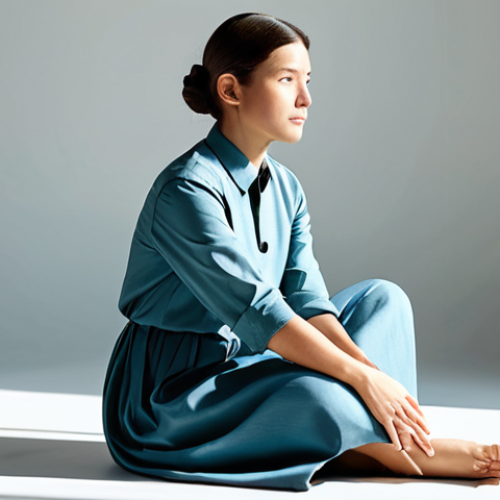 Home 24 A serene person, gender-neutral, in a calm, contemplative pose, seated gracefully in a tranquil, sunlit studio. They are dressed in modest, comfortable, and professional attire. Their hands are resting gently, and their expression is thoughtful, conveying deep introspection and emotional clarity. The background is minimalist, with soft, diffused lighting, creating a serene atmosphere. perfect anatomy, correct proportions, natural pose, well-formed hands, proper finger count, natural body proportions, professional photography, high resolution, fully clothed, modest clothing, appropriate attire, professional dress, safe for work, appropriate content, professional, family-friendly.