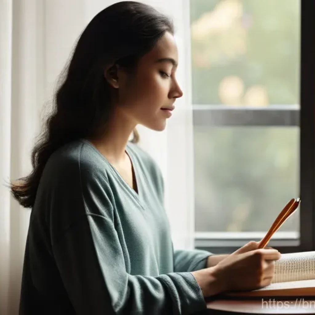 감정 정리를 위한 내면 탐색 실습 - **Prompt: Inner Reflection and Journaling in a Serene Setting**
    A young adult, gender-neutral, w...